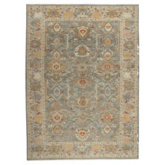 Tapis persan Sultanabad contemporain gris et bleu