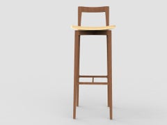 Contemporary Grey Bar Chair in Linea 605 Leather & Wood by Collector Studio
