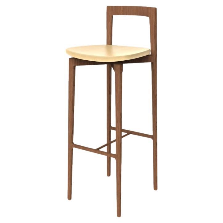 Chaise de bar grise contemporaine en cuir Linea 605 et Wood Studio Collector