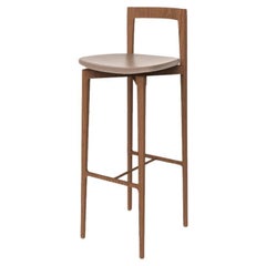 Chaise de bar grise contemporaine en cuir Linea 611 et Wood Studio Collector
