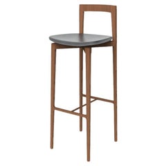 Chaise de bar grise contemporaine en cuir Linea 622 et Wood Studio Collector