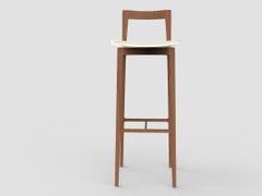 Chaise de bar contemporaine grise en cuir Linea 634 et Wood par Collector Studio