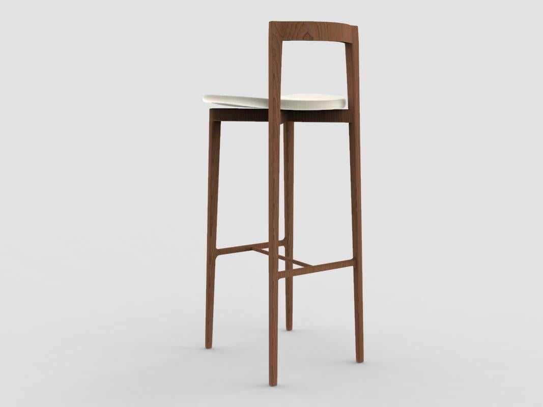 Portuguese Contemporary Grey Bar Chair in Linea 634 Leather & Wood by Collector Studio For Sale