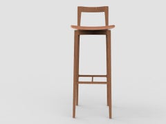 Contemporary Grey Bar Chair in Linea 662 Leather & Wood by Collector Studio