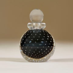 Italian circular Black Murano Bullicante Ball Perfume Bottle