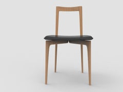 Contemporary Grey Chair in Linea 622 Leather & Walnut by Collector Studio
