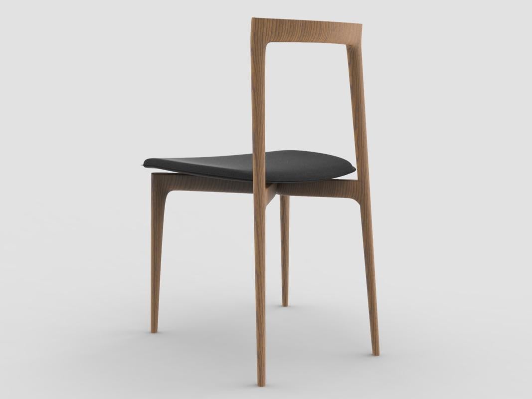 Portoghese Sedia grigia contemporanea in pelle Linea 622 e noce di Collector Studio in vendita