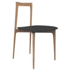 Chaise grise contemporaine en cuir Linea 622 et noyer par Collector Studio