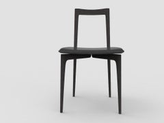 Silla Gris Contemporánea en Piel Linea 622 y Roble Negro by Collector Studio