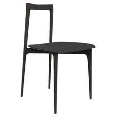 Chaise grise contemporaine en cuir Linea 622 et chêne noir par Collector Studio