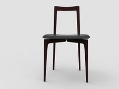 Contemporary Grey Chair in Linea 622 Leather & Dark Oak by Collector Studio