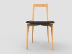 Contemporary Grey Chair in Linea 622 Leather & Oak by Collector Studio