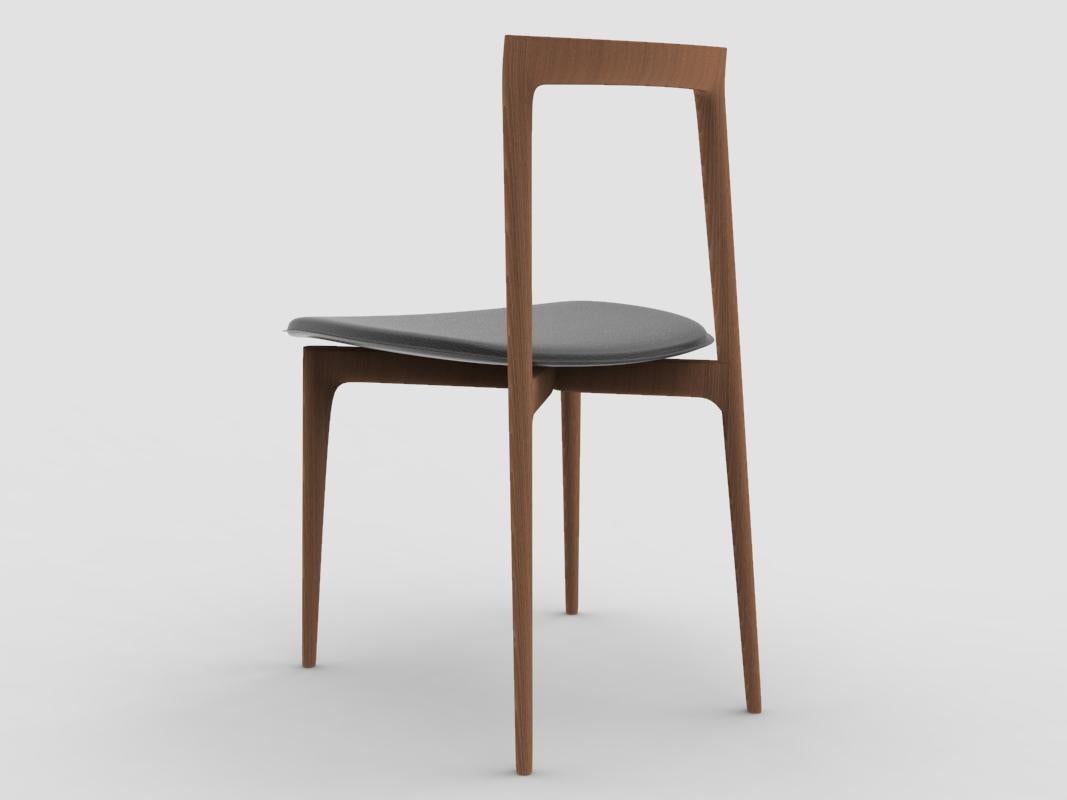 Portuguese Contemporary Grey Chair in Linea 622 Leather & Smoked Oak by Collector Studio For Sale