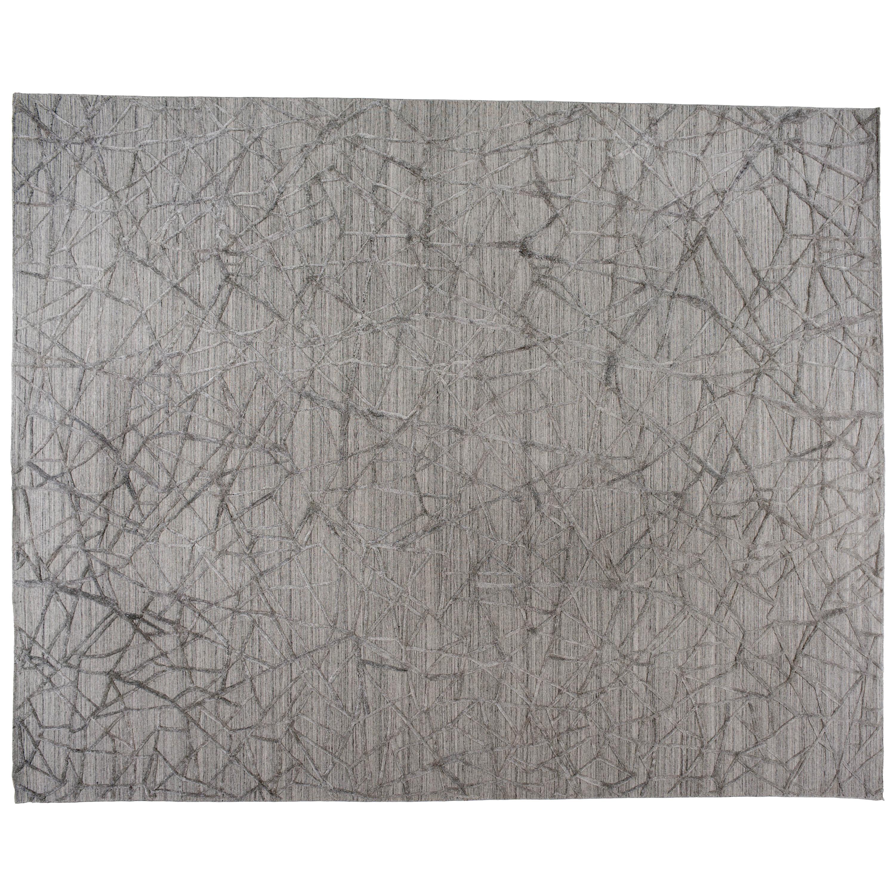 Contemporary Grey High Low Area Rug For Sale