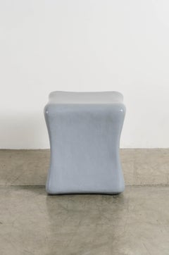 Tabouret tambour à coussin court en laque grise contemporain de Robert Kuo, édition limitée
