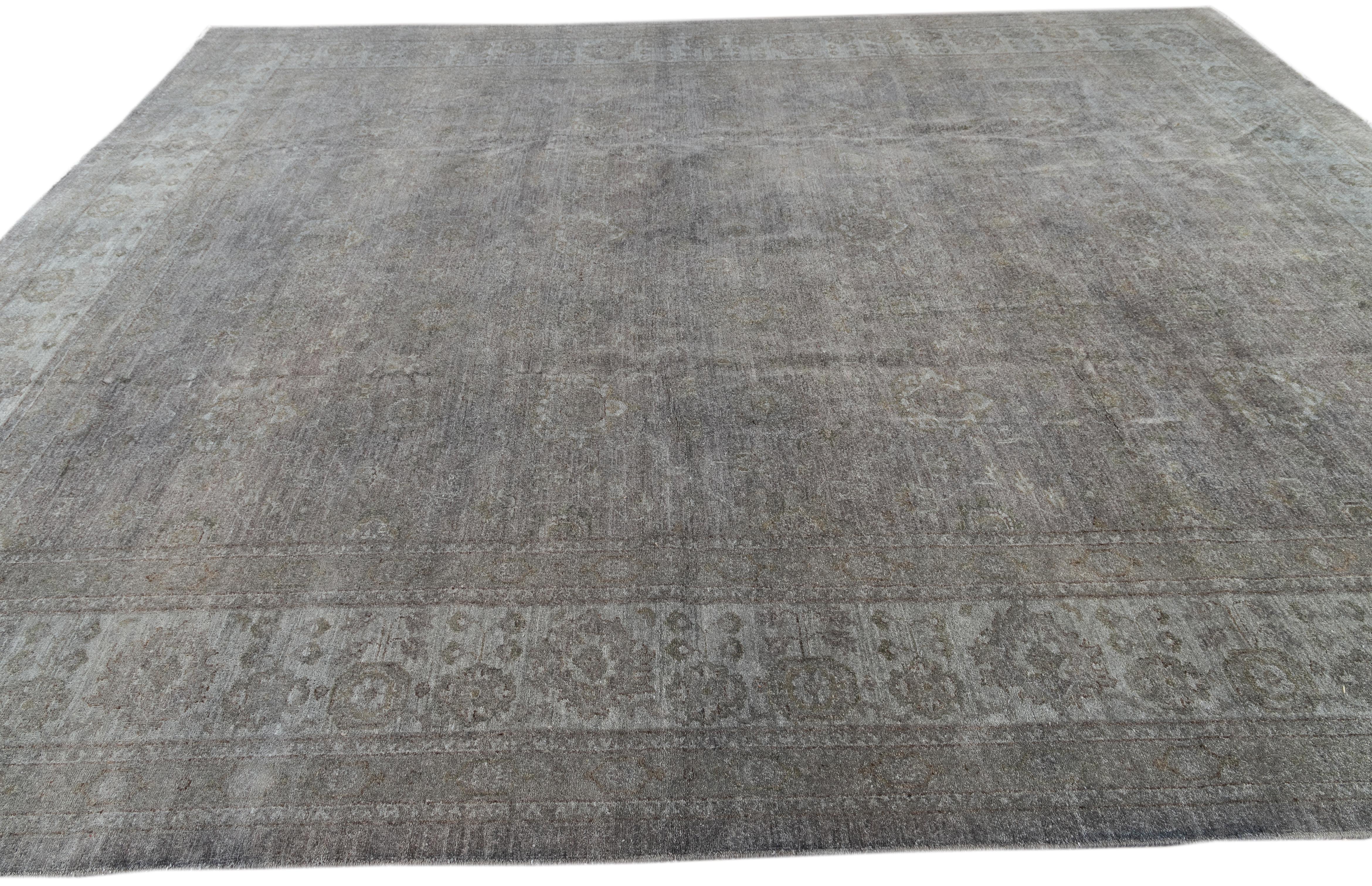Pakistani Contemporary gray overdyed wool room-size rug. For Sale
