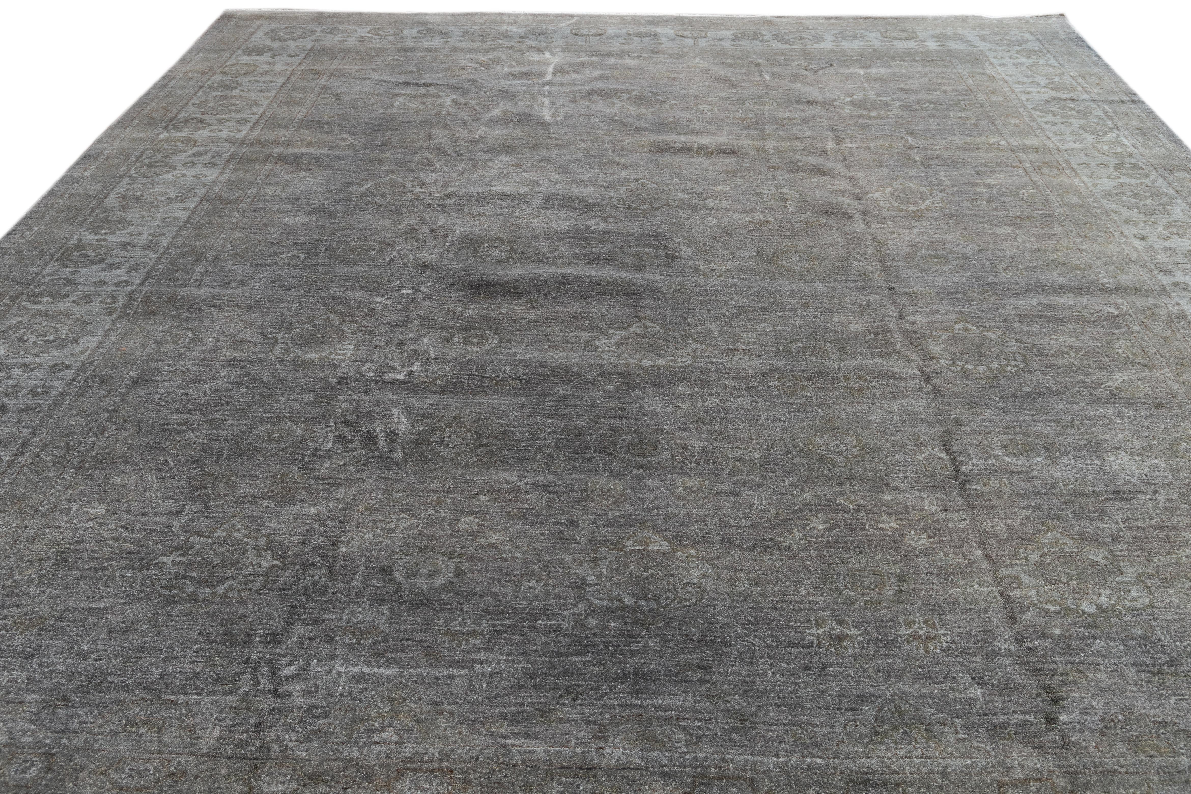 Contemporary gray overdyed wool room-size rug. In New Condition For Sale In Norwalk, CT