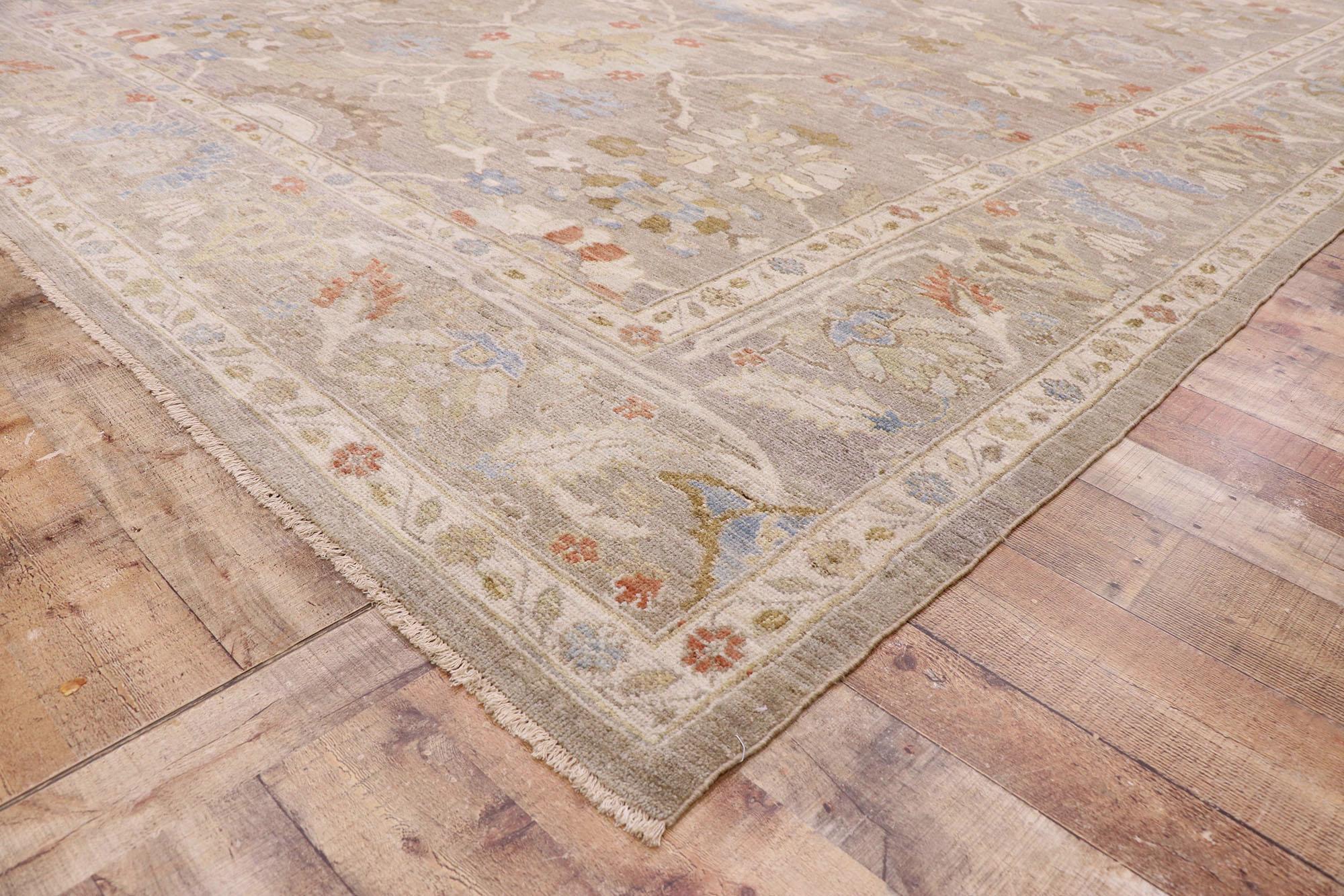 New Contemporary Grey Persian Sultanabad Rug with Transitional Style In New Condition For Sale In Dallas, TX