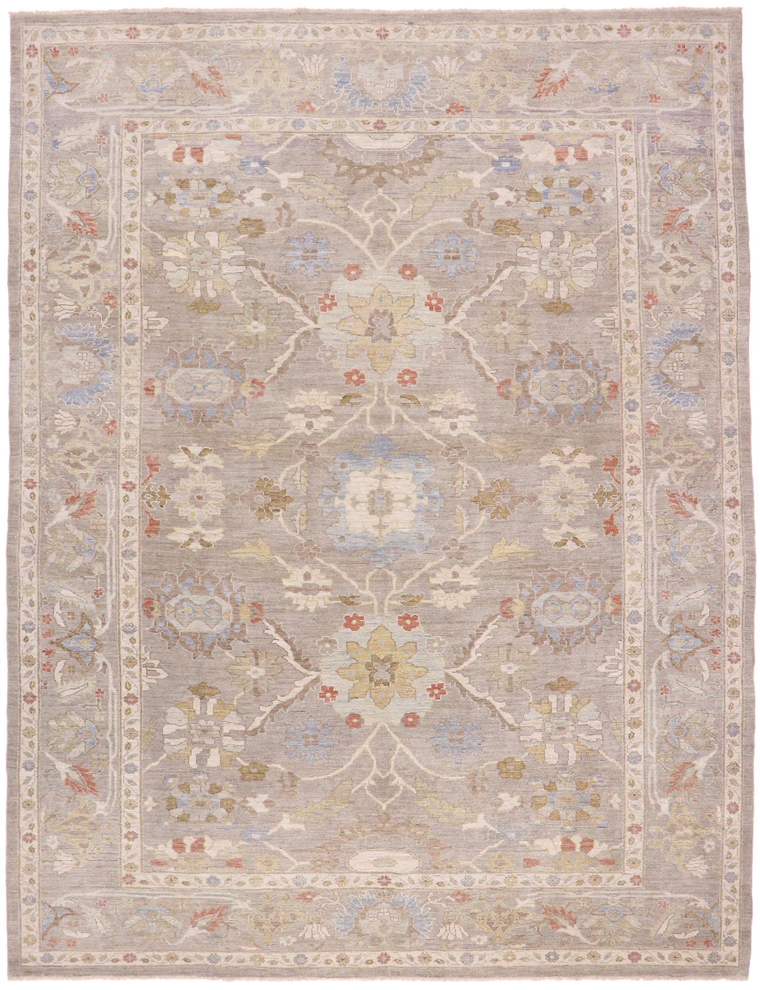 Contemporary Grey Persian Sultanabad Rug For Sale 2