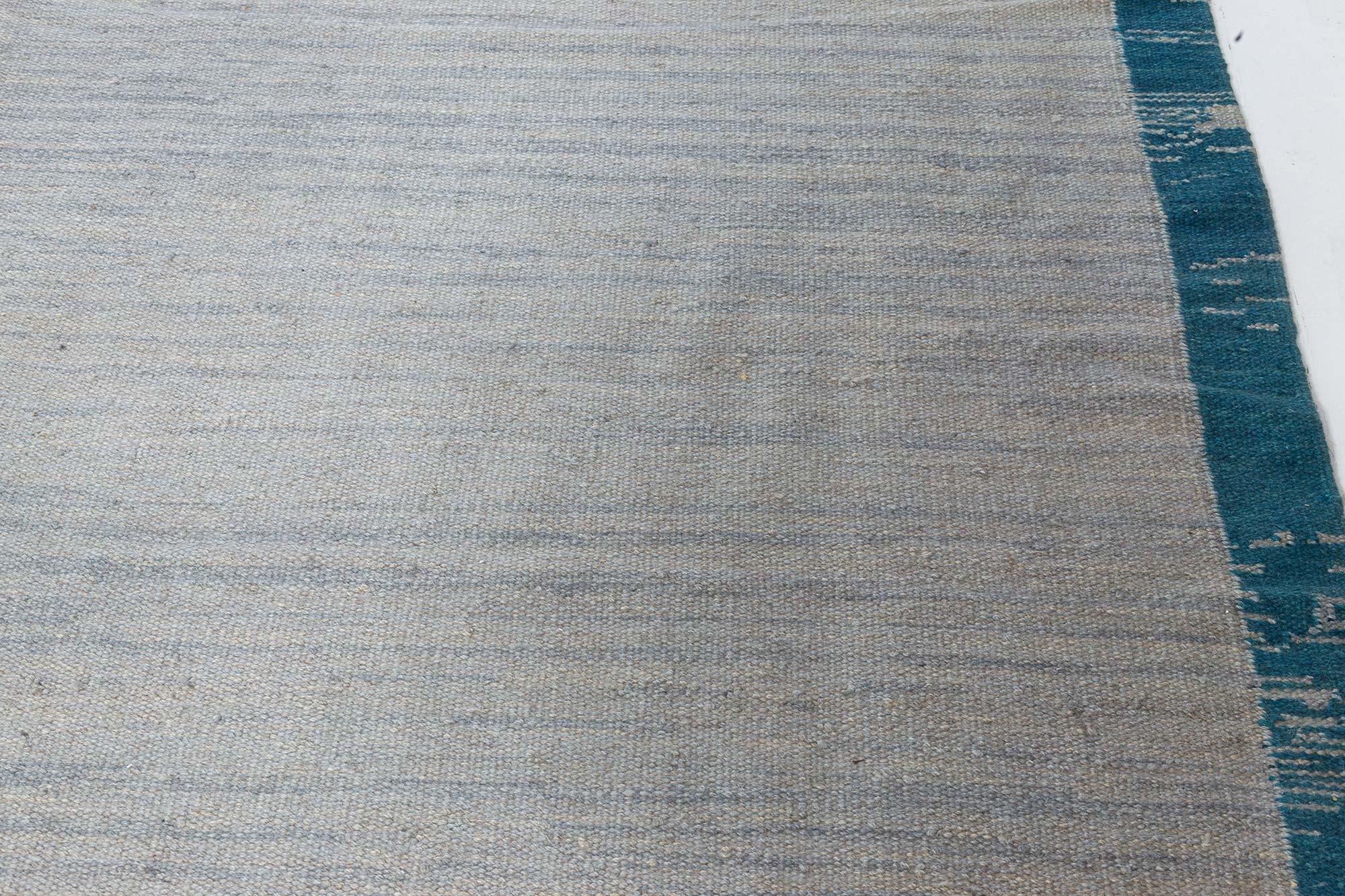 Scandinavo moderno Tappeto contemporaneo grigio River Dance in lana fatto a mano di Doris Leslie Blau in vendita