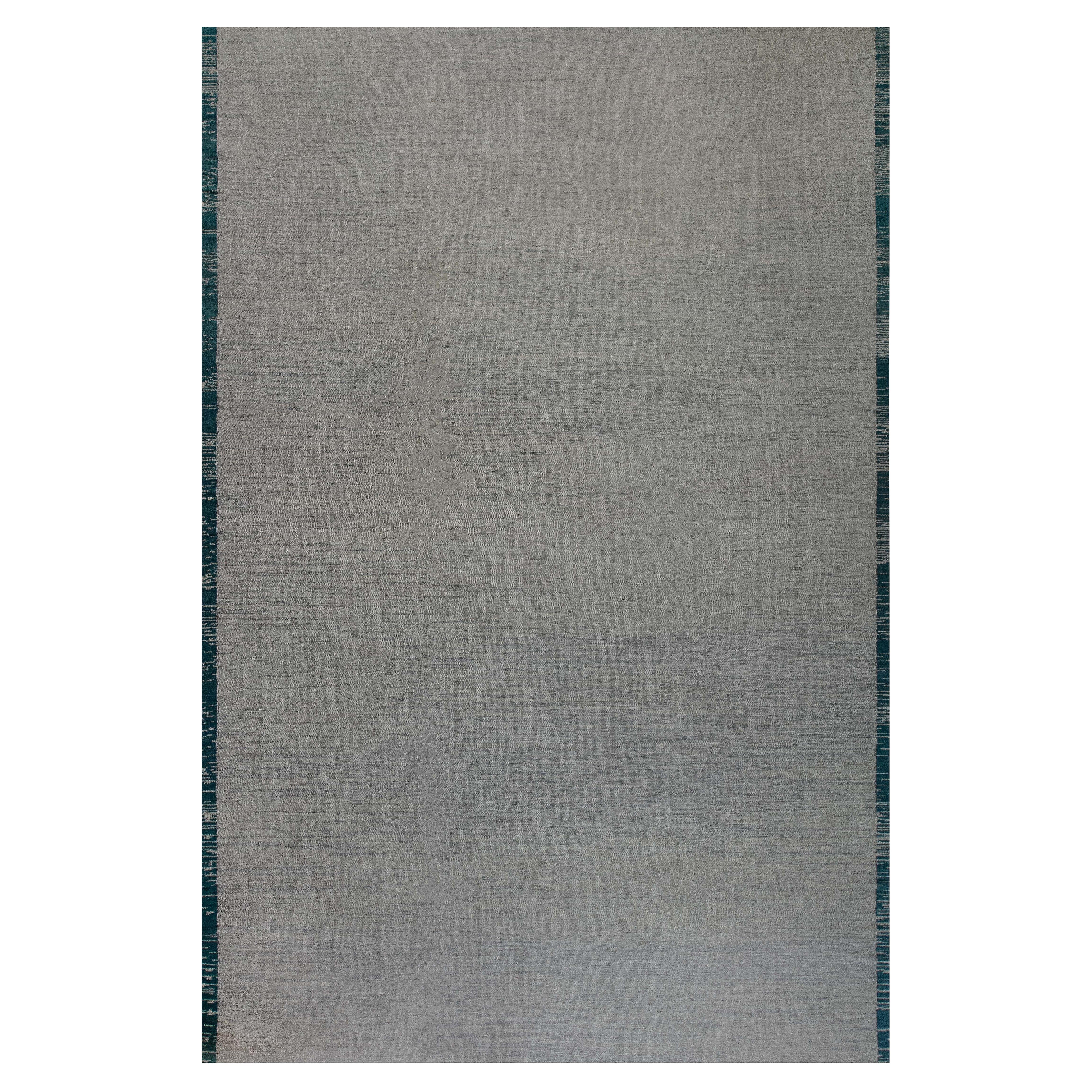 Tappeto contemporaneo grigio River Dance in lana fatto a mano di Doris Leslie Blau