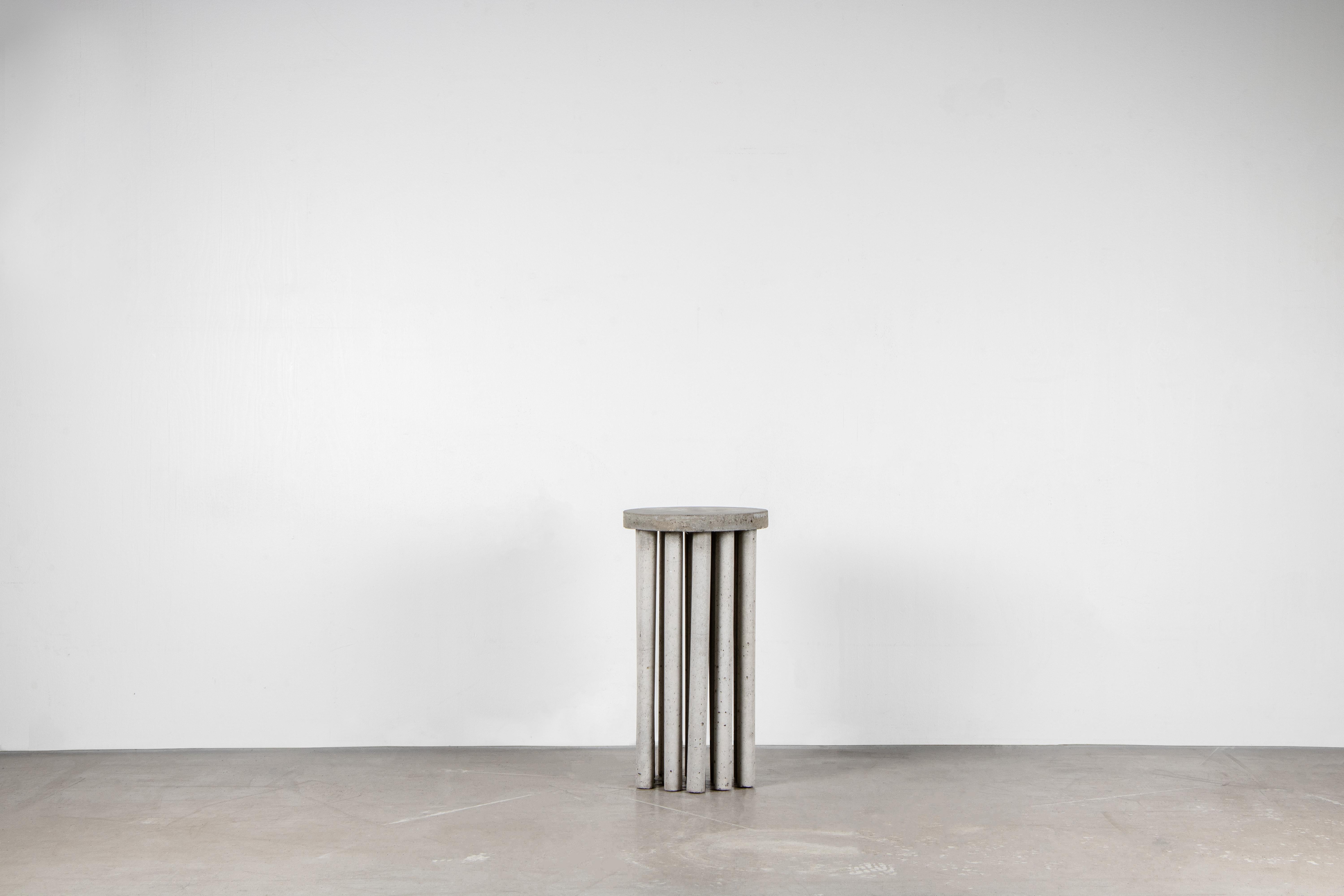 Modern Contemporary Grey Side Table in Concrete, Pale Plinth by Lucas Morten