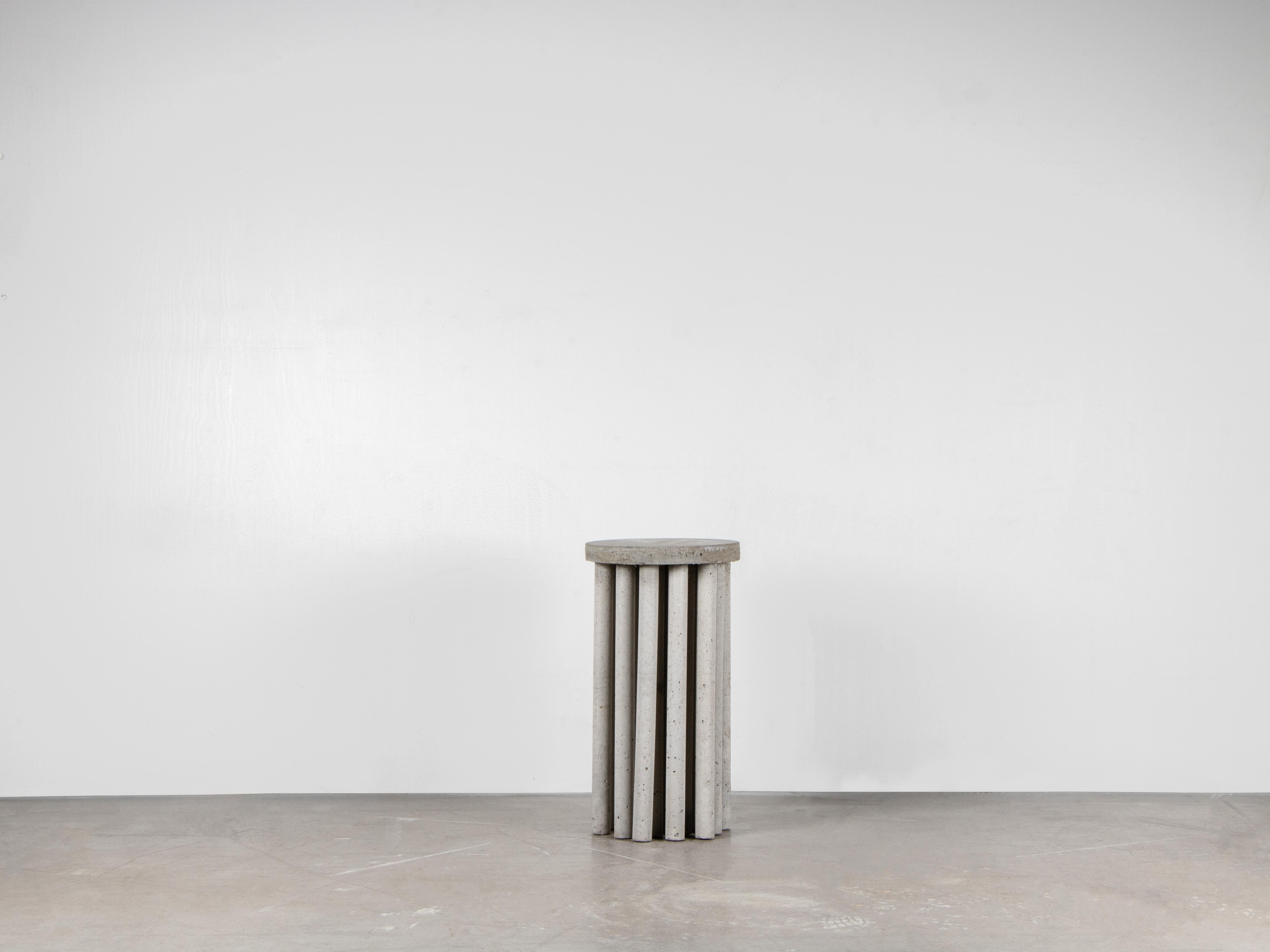 Swedish Contemporary Grey Side Table in Concrete, Pale Plinth by Lucas Morten