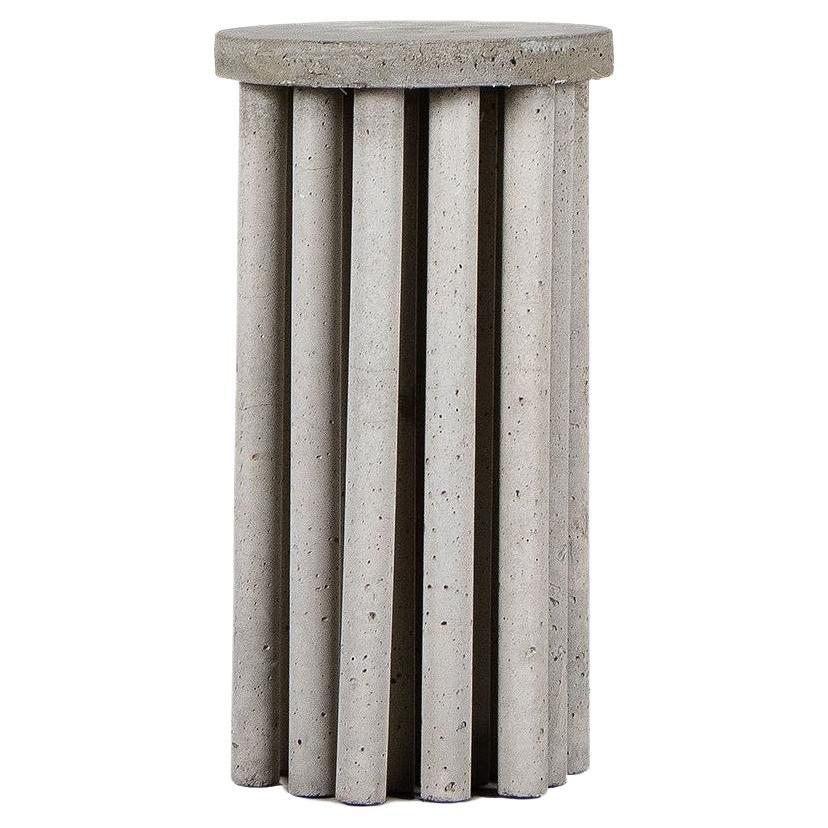 Contemporary Grey Side Table in Concrete, Pale Plinth by Lucas Morten
