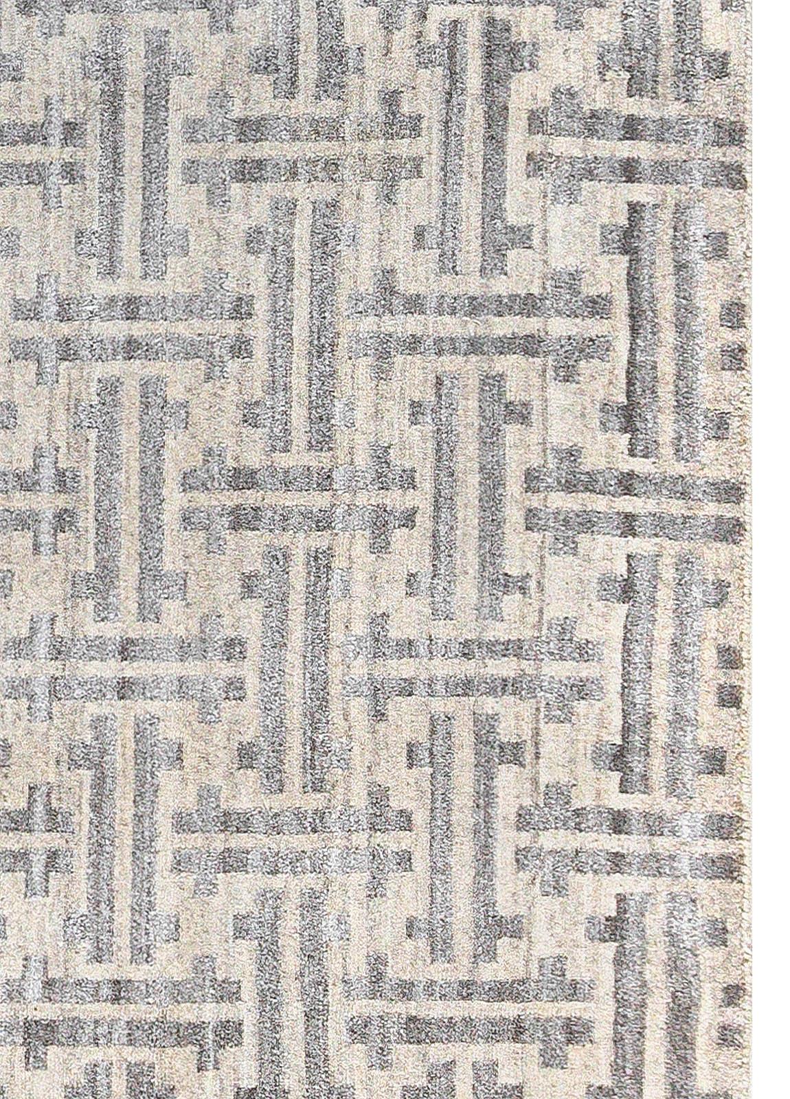 Tibetan Contemporary Grey Terra Rug in Natural Wool by Doris Leslie Blau For Sale