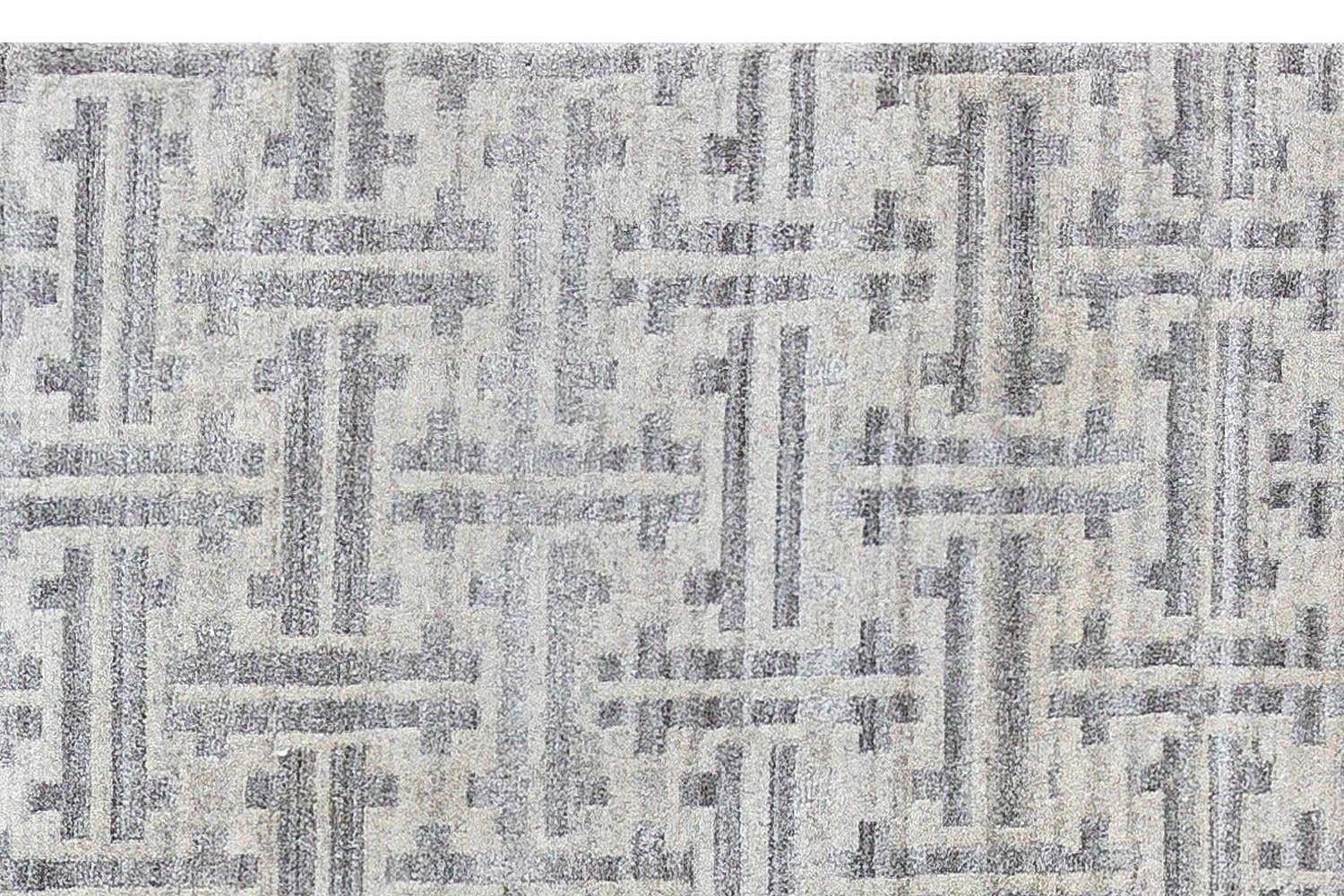 Hand-Knotted Contemporary Grey Terra Rug in Natural Wool by Doris Leslie Blau For Sale