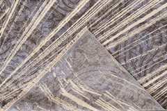 Hand-Knotted Tibetan-Style Silk Rug in Charcoal & Gold, India