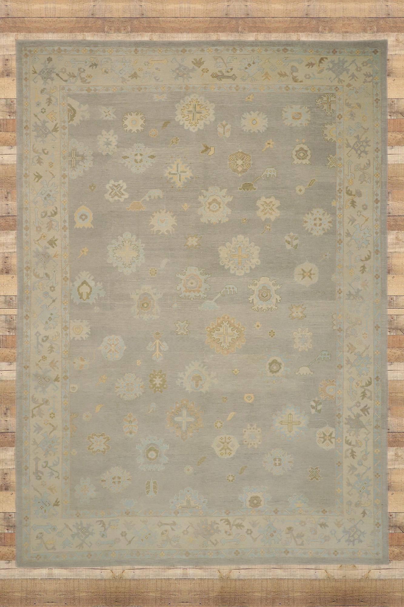 Contemporary Grey Turkish Oushak Rug  For Sale 5