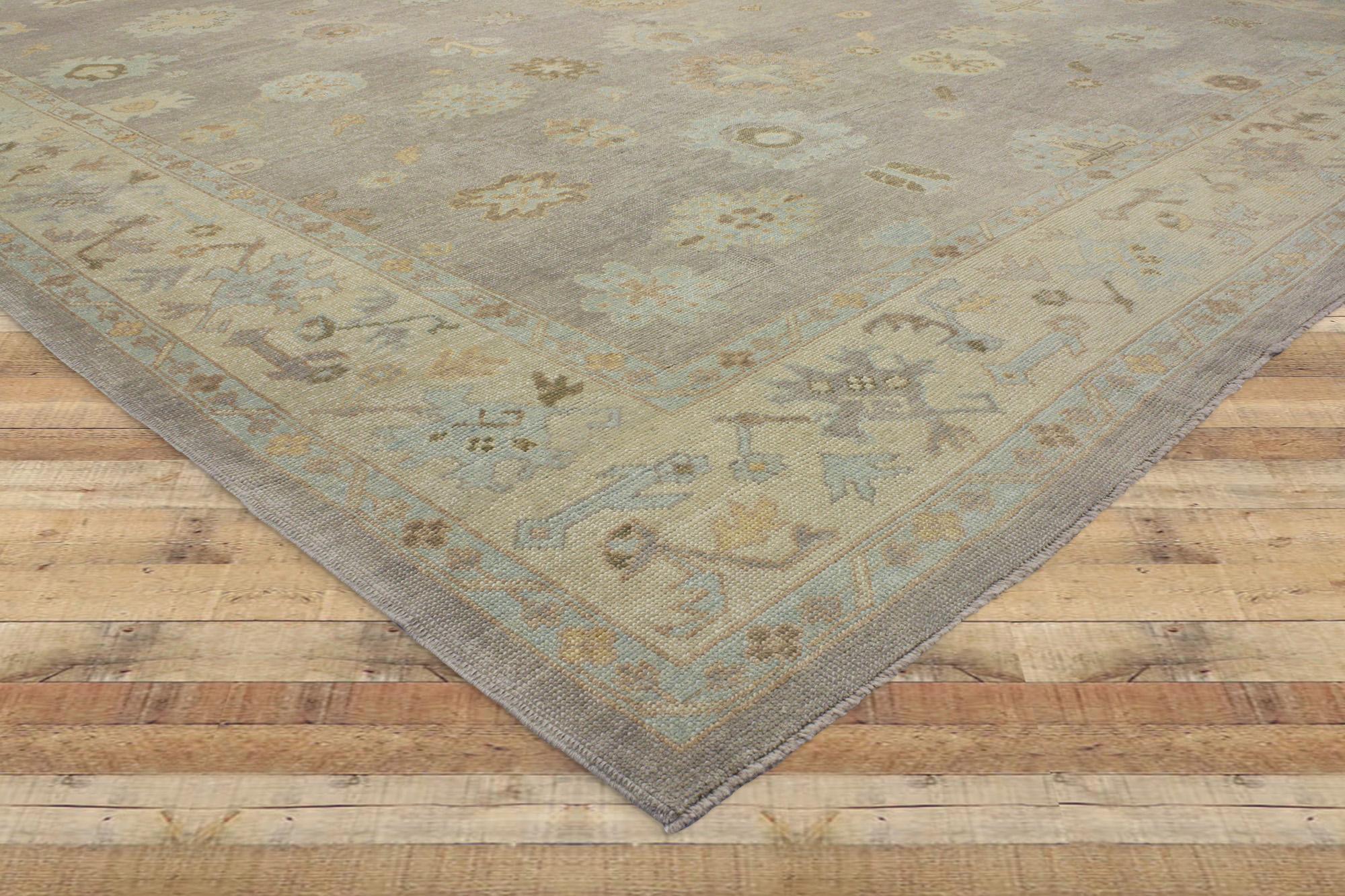 Contemporary Grey Turkish Oushak Rug  For Sale 3