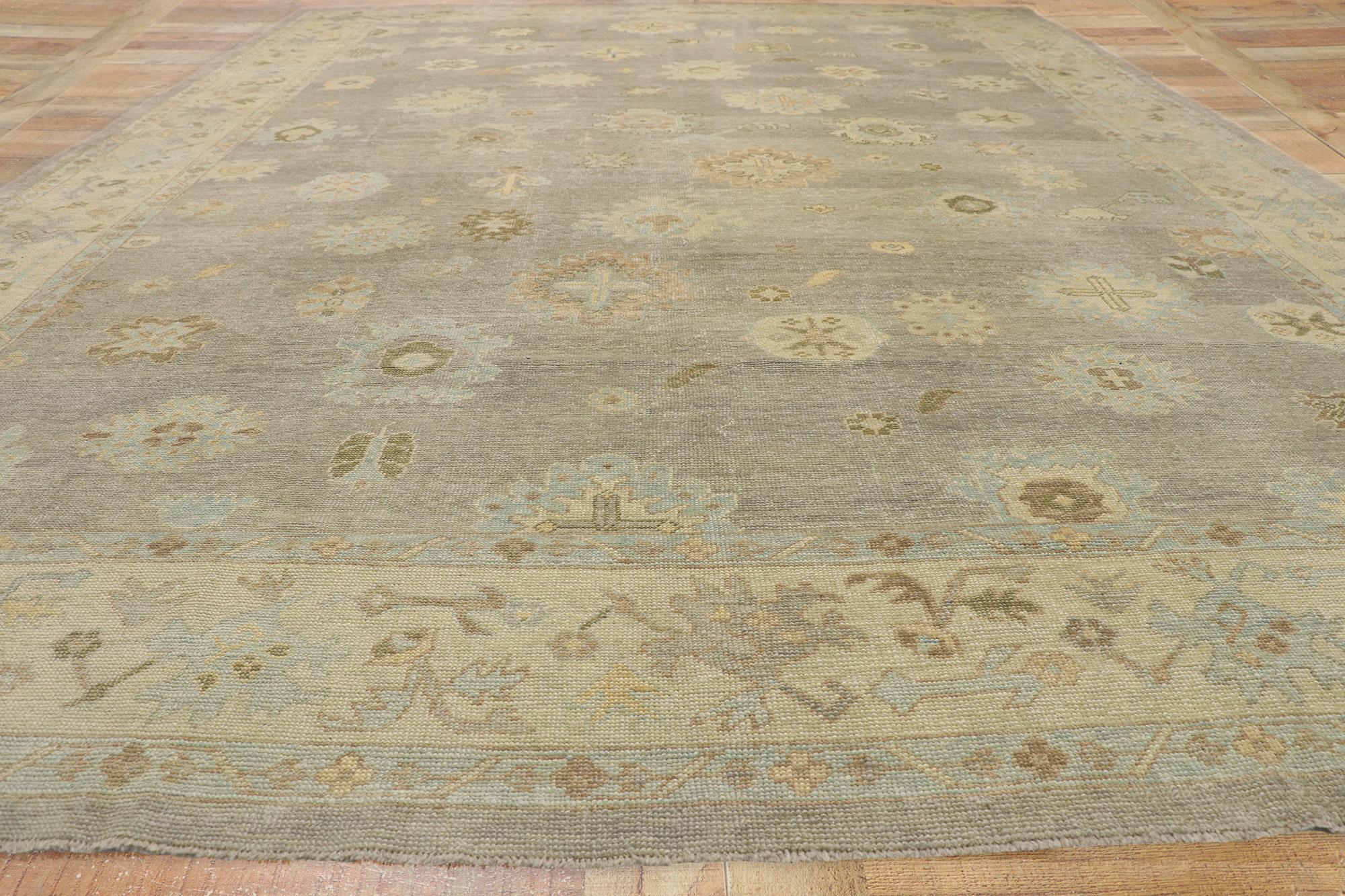 Contemporary Grey Turkish Oushak Rug  For Sale 4