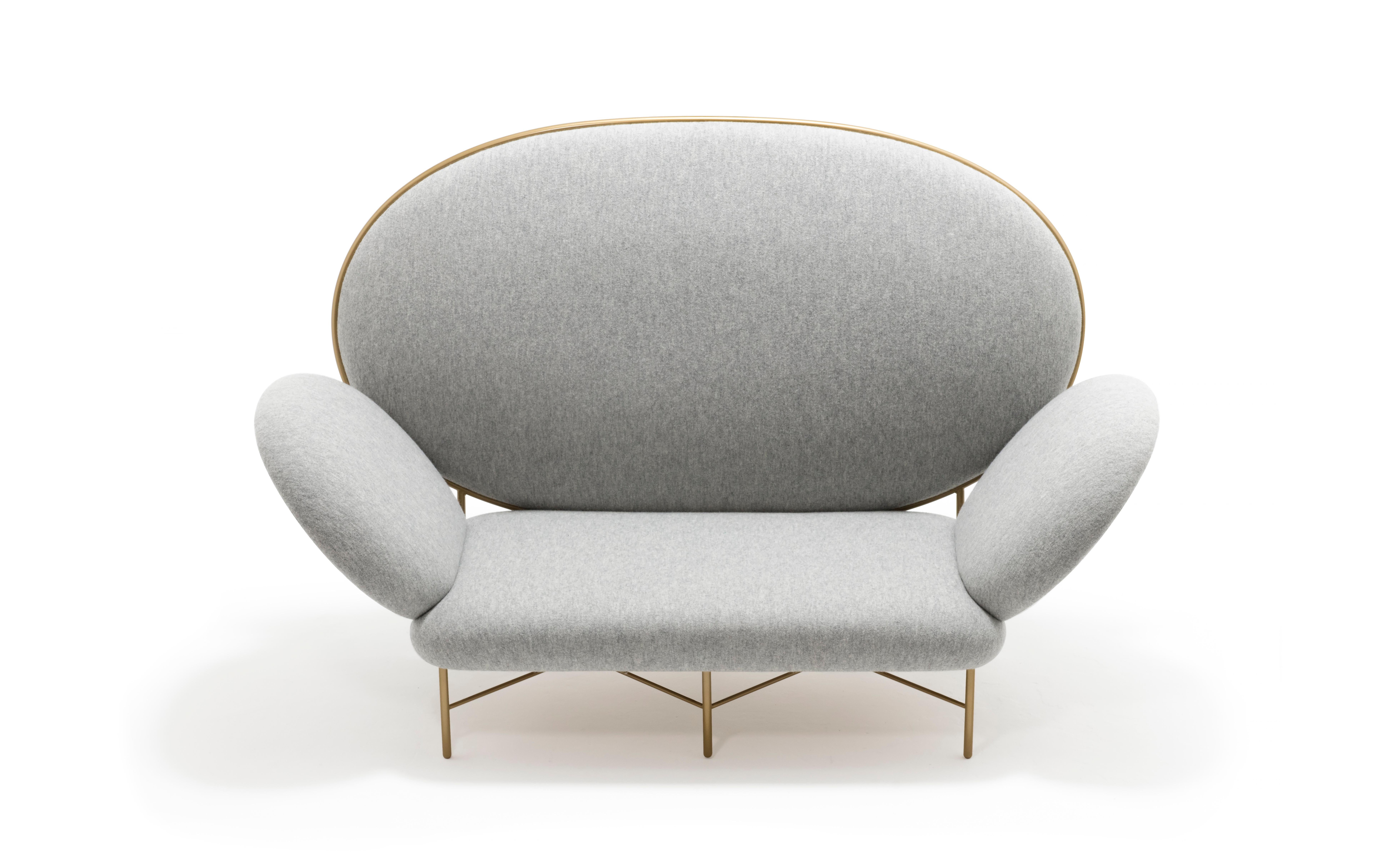 Contemporary ivory upholstered grey sofa - Stay Sofa by Nika Zupanc for Se.

Design: Nika Zupanc
Frame upholstered in Holland & Sherry Chamonix (Color Smoke) fabric. Available also in a choice of leathers or fabrics, or in customer’s own material