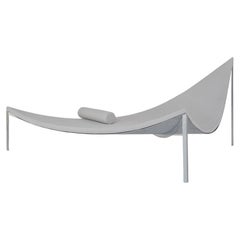 Contemporary Grey Upholstery Steel Outdoor Triangle Chaise Sofa Sam Chermayeff