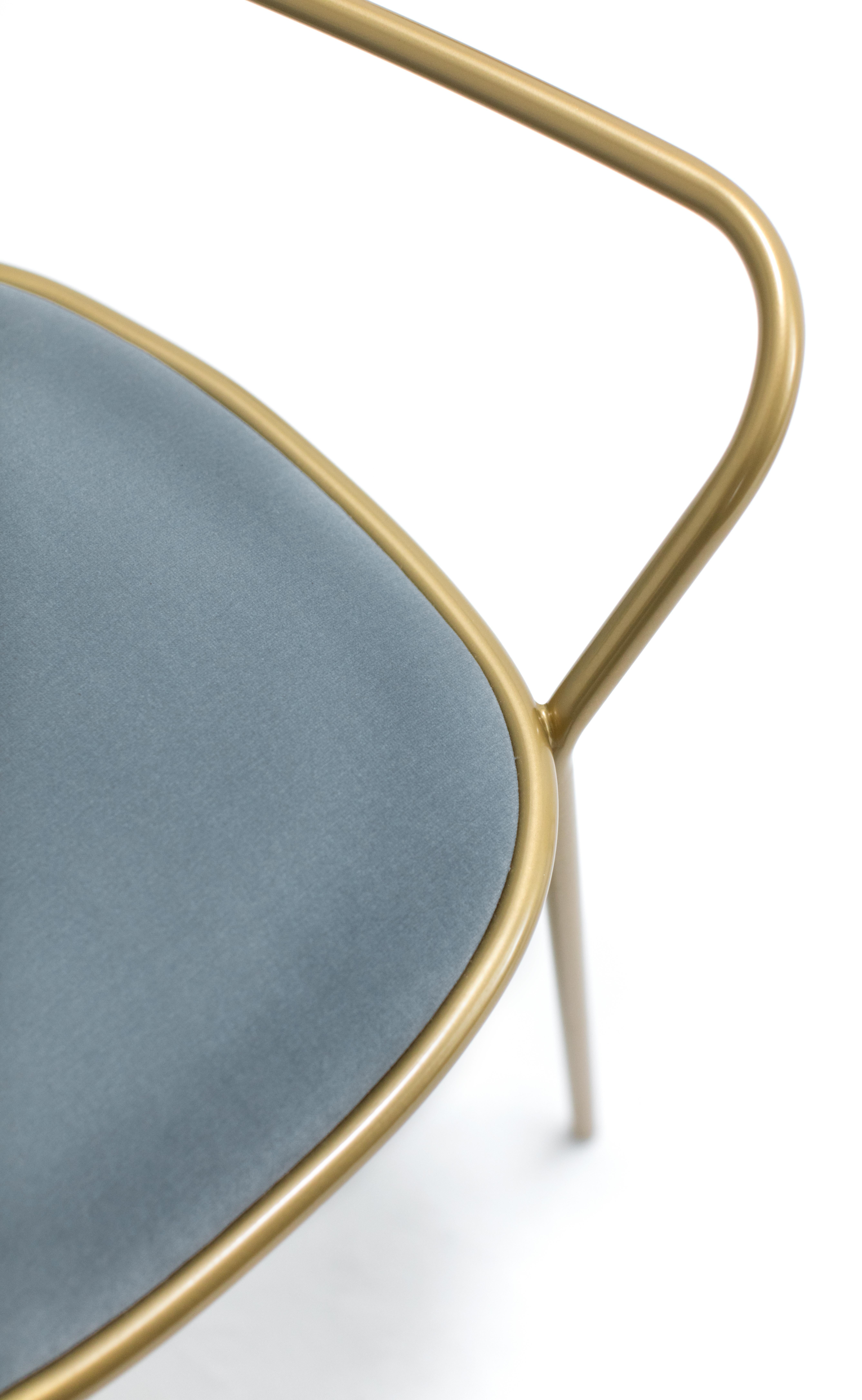 Contemporary Grey Velvet Upholstered Dining Armchair, Stay by Nika Zupanc 5