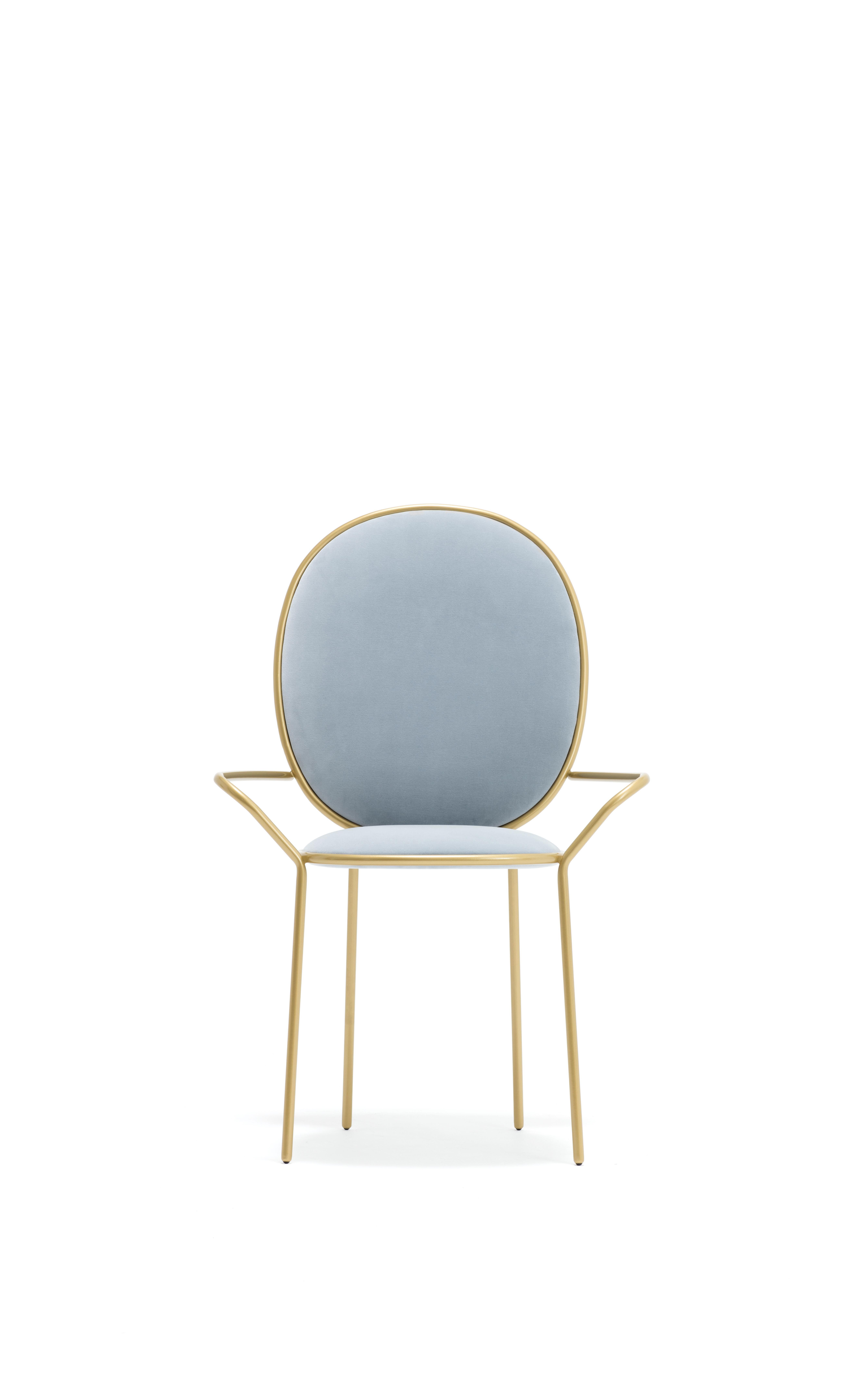 Modern Contemporary Grey Velvet Upholstered Dining Armchair, Stay by Nika Zupanc