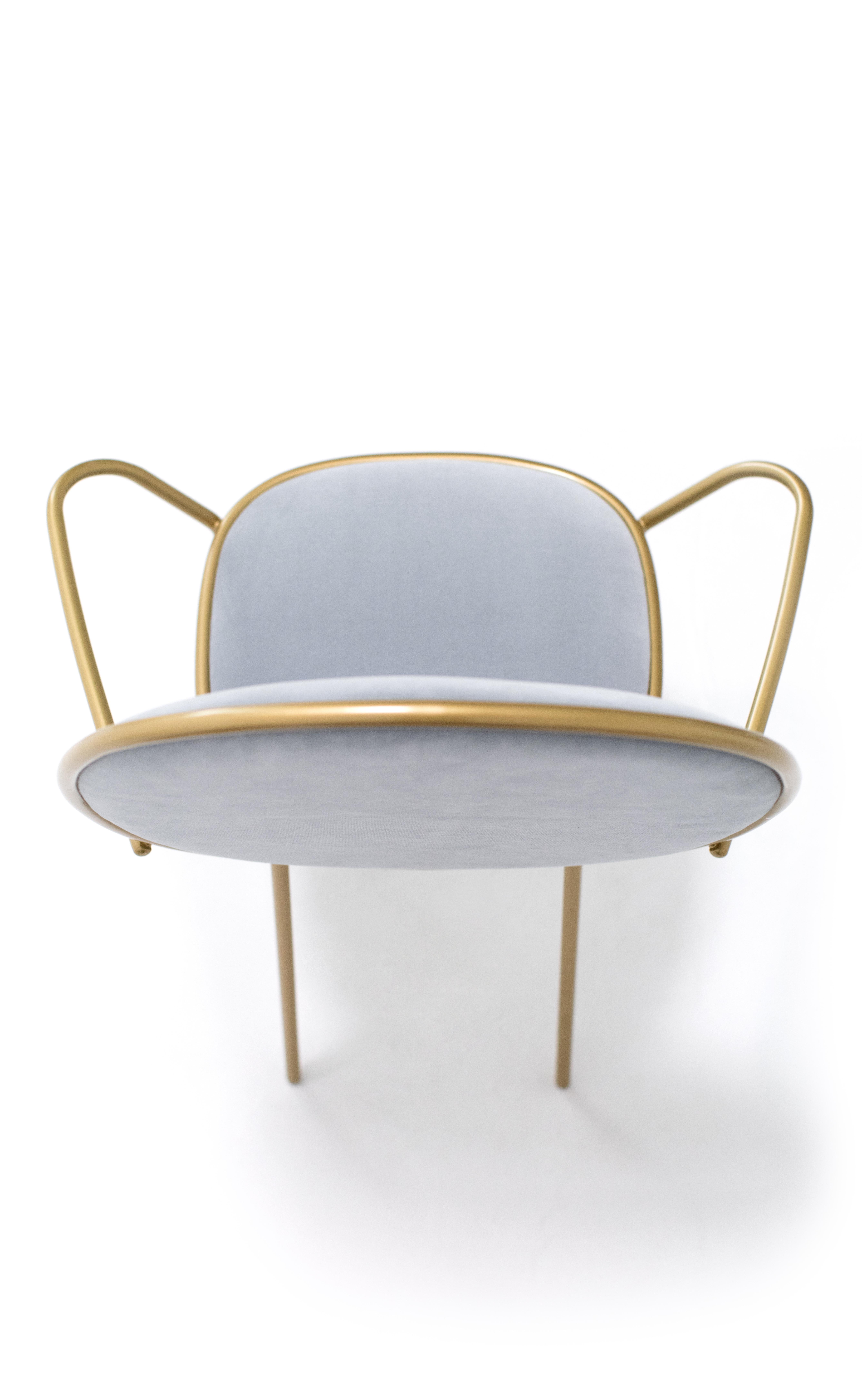 Contemporary Grey Velvet Upholstered Dining Armchair, Stay by Nika Zupanc In New Condition In Warsaw, PL