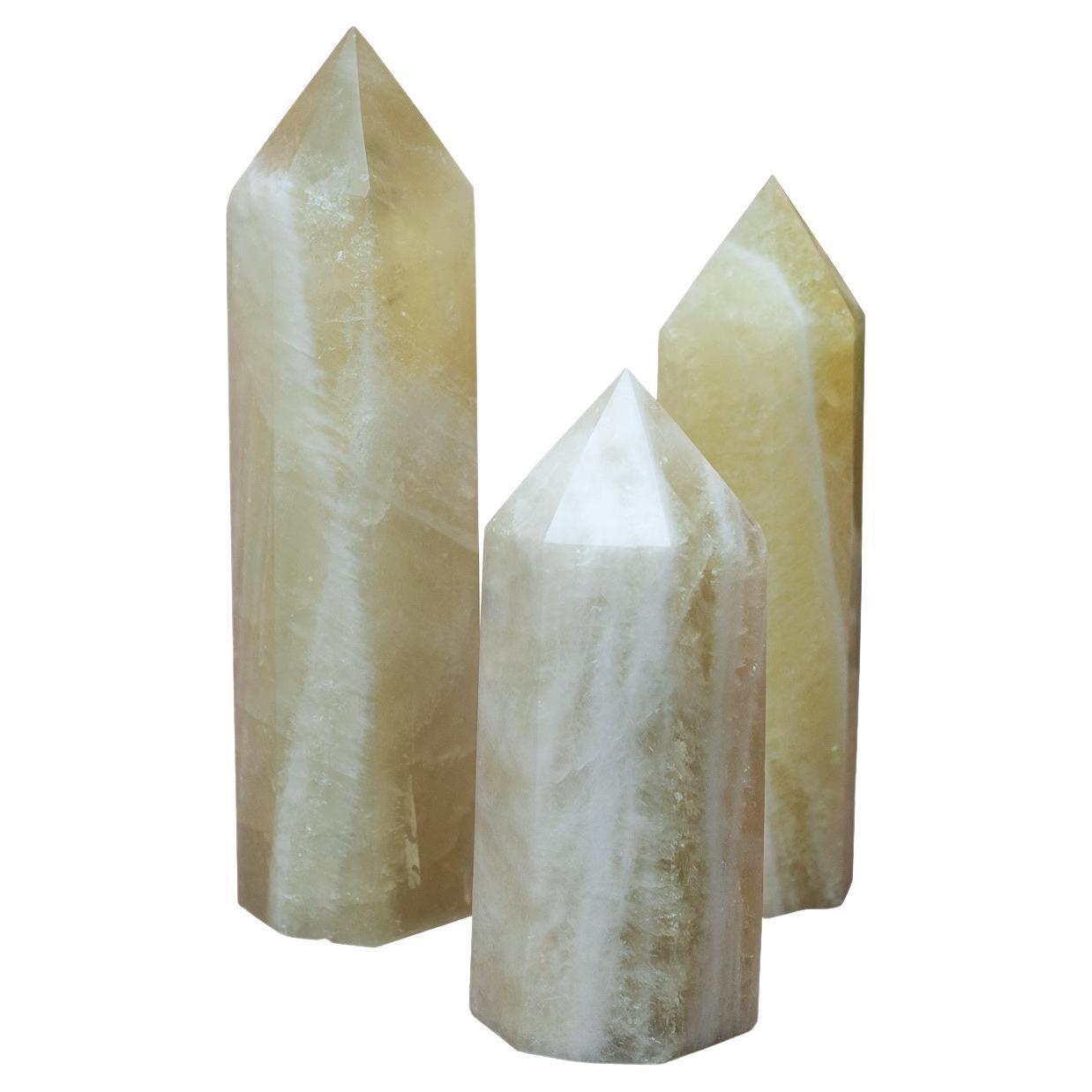 Contemporary Group of Large Green Onyx Obelisks / Crystal Points For Sale