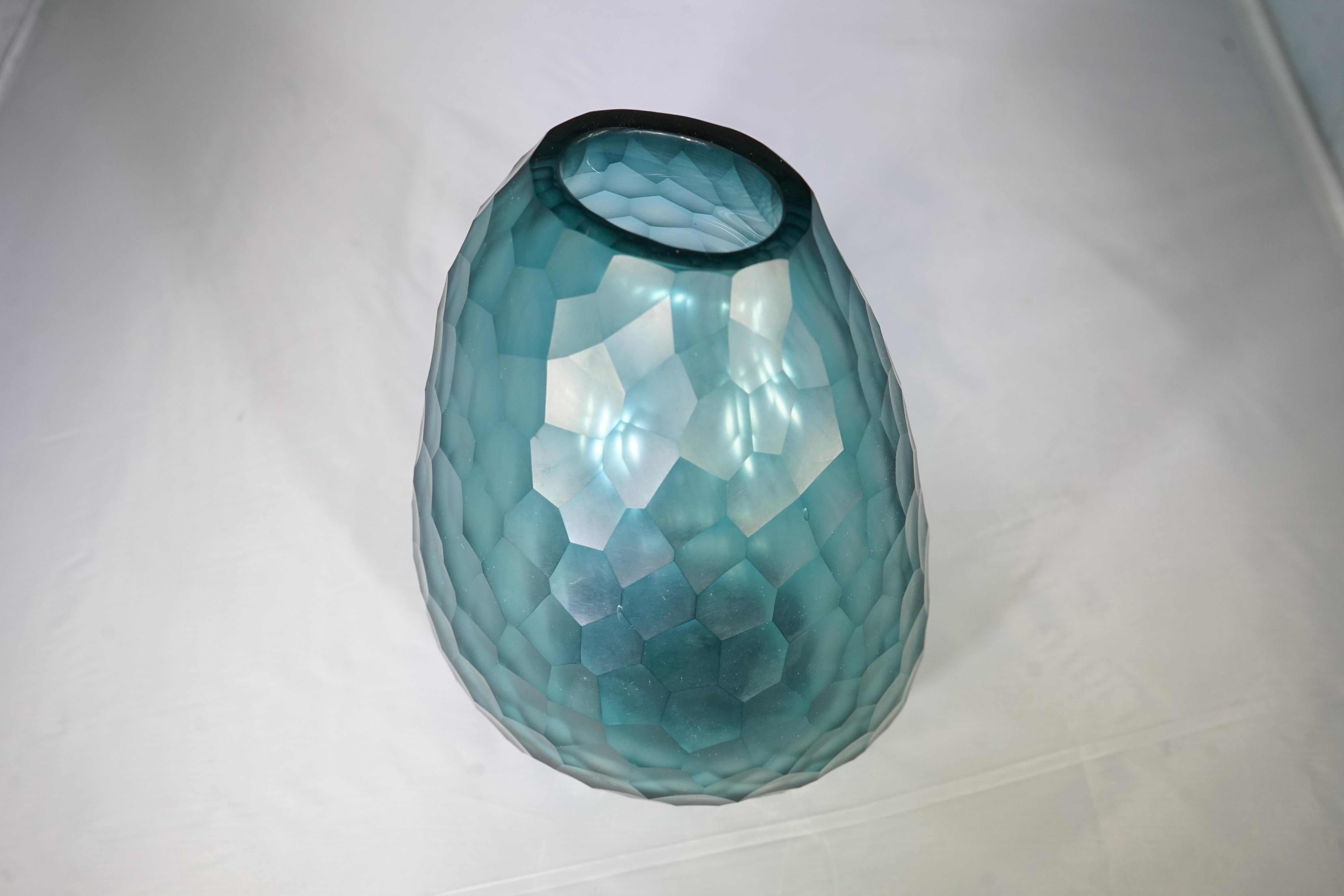 German Contemporary Guaxs Azure Tall Otavalo Oval Glass Vase