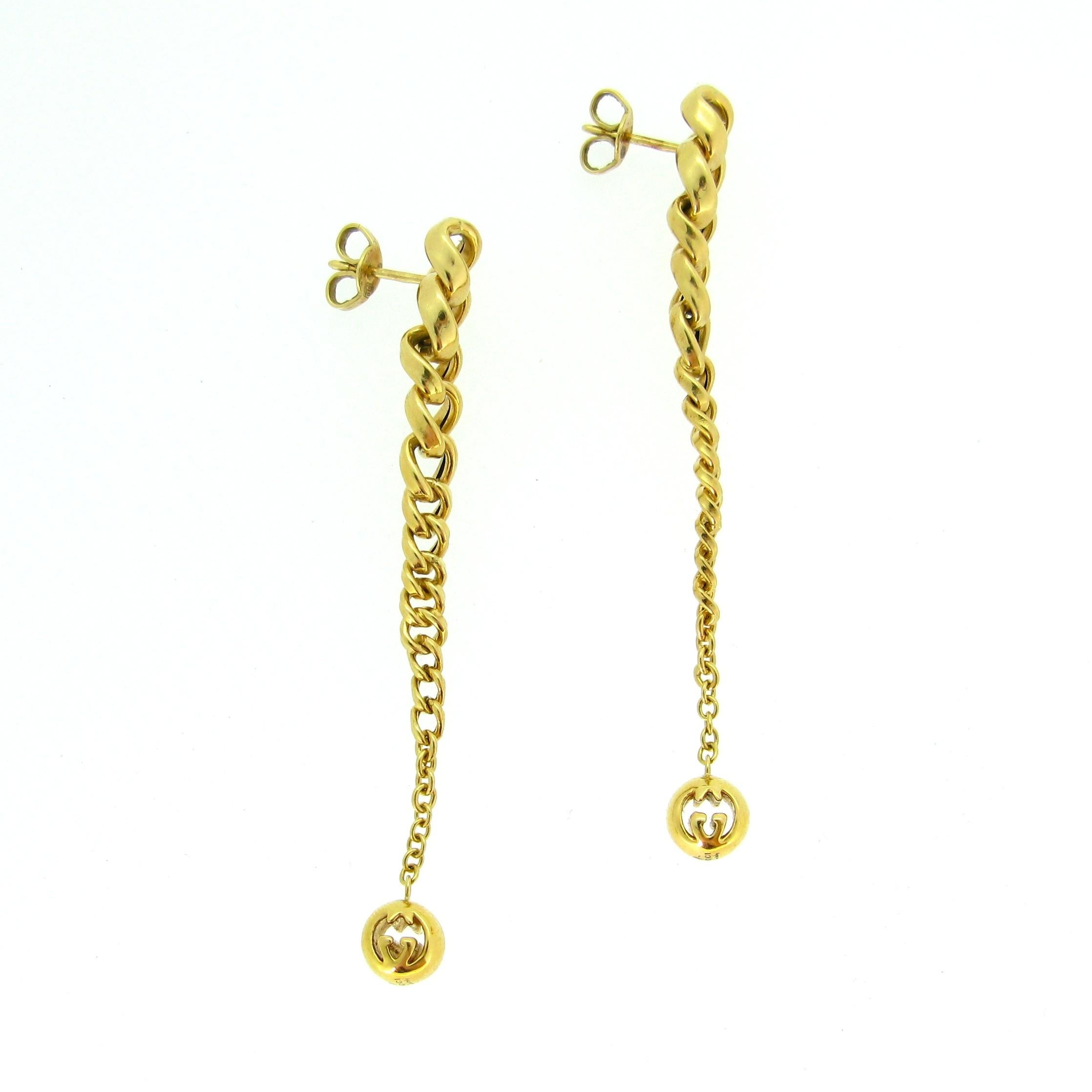 Women's or Men's Contemporary Gucci Dangle Yellow Gold Earrings