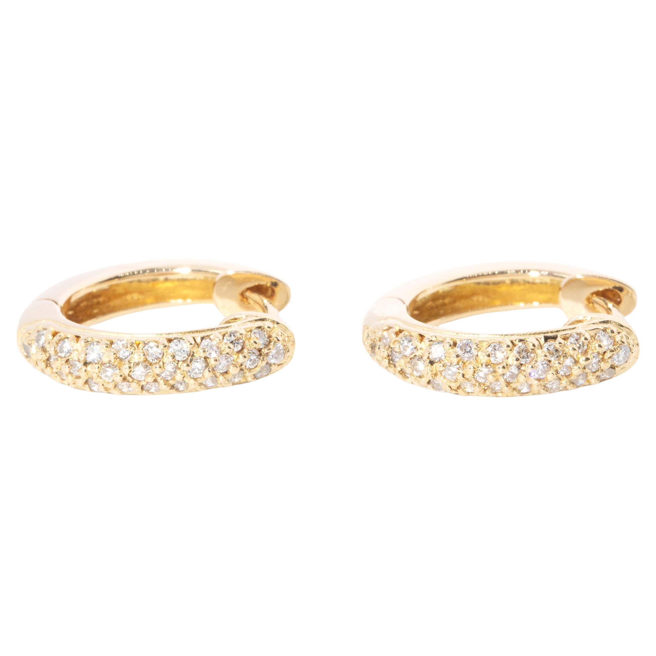 Contemporary Half Carat Diamond Hoop Earrings 18 Carat Gold