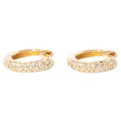 Contemporary Half Carat Diamond Hoop Earrings 18 Carat Gold