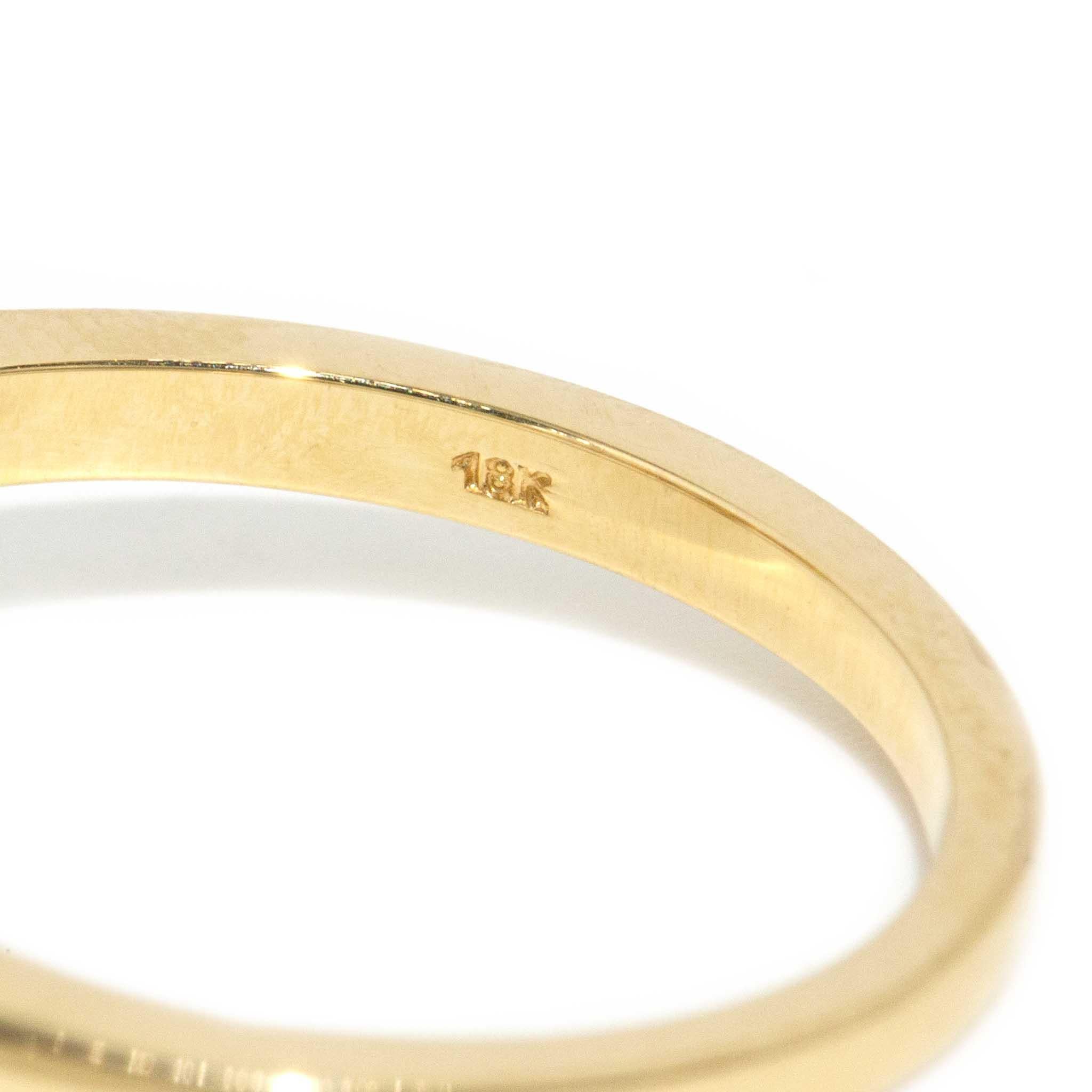 Contemporary Half Moon Cut & Baguette Diamond Ring 18 Carat Yellow Gold For Sale 7