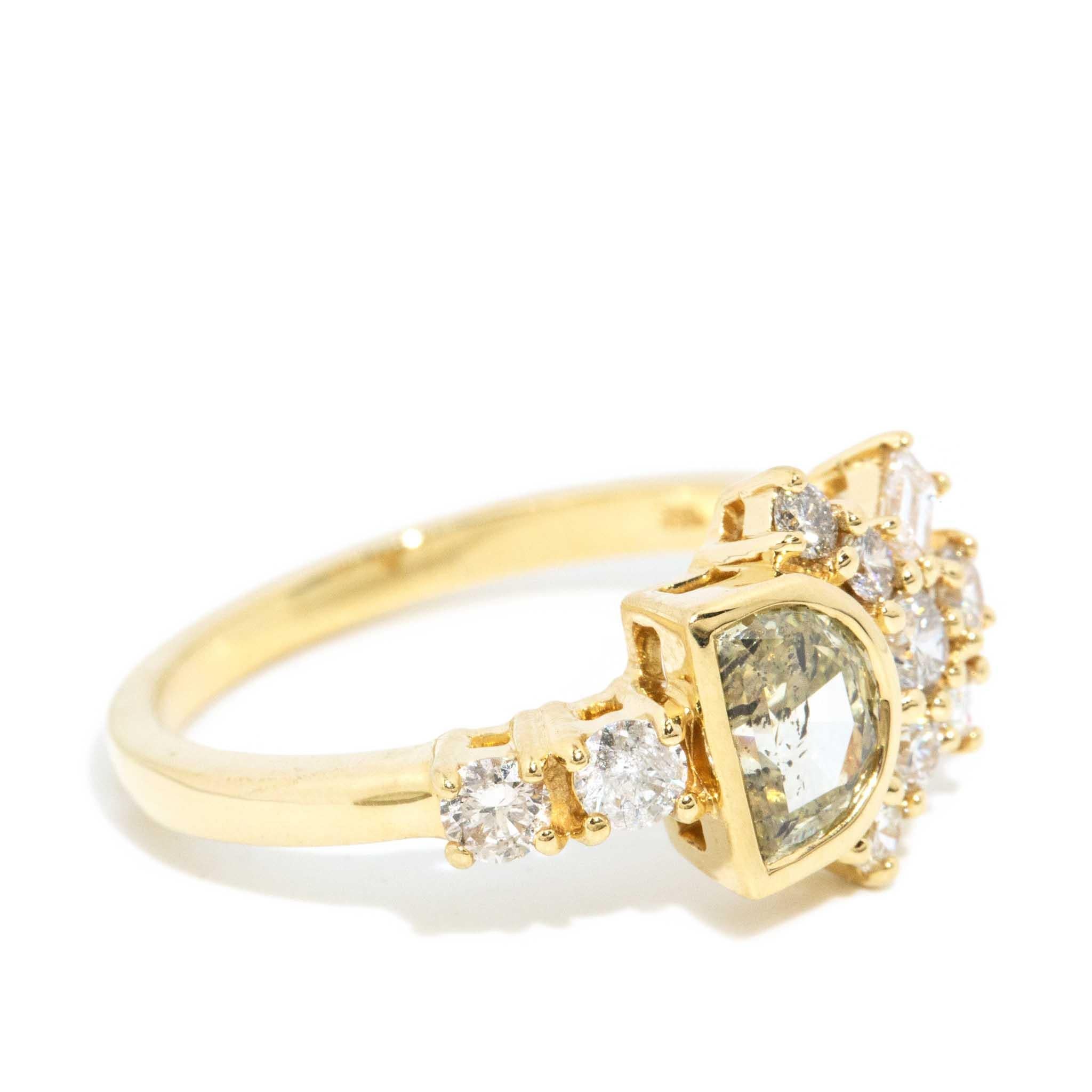 Contemporary Half Moon Cut & Baguette Diamond Ring 18 Carat Yellow Gold In New Condition For Sale In Hamilton, AU