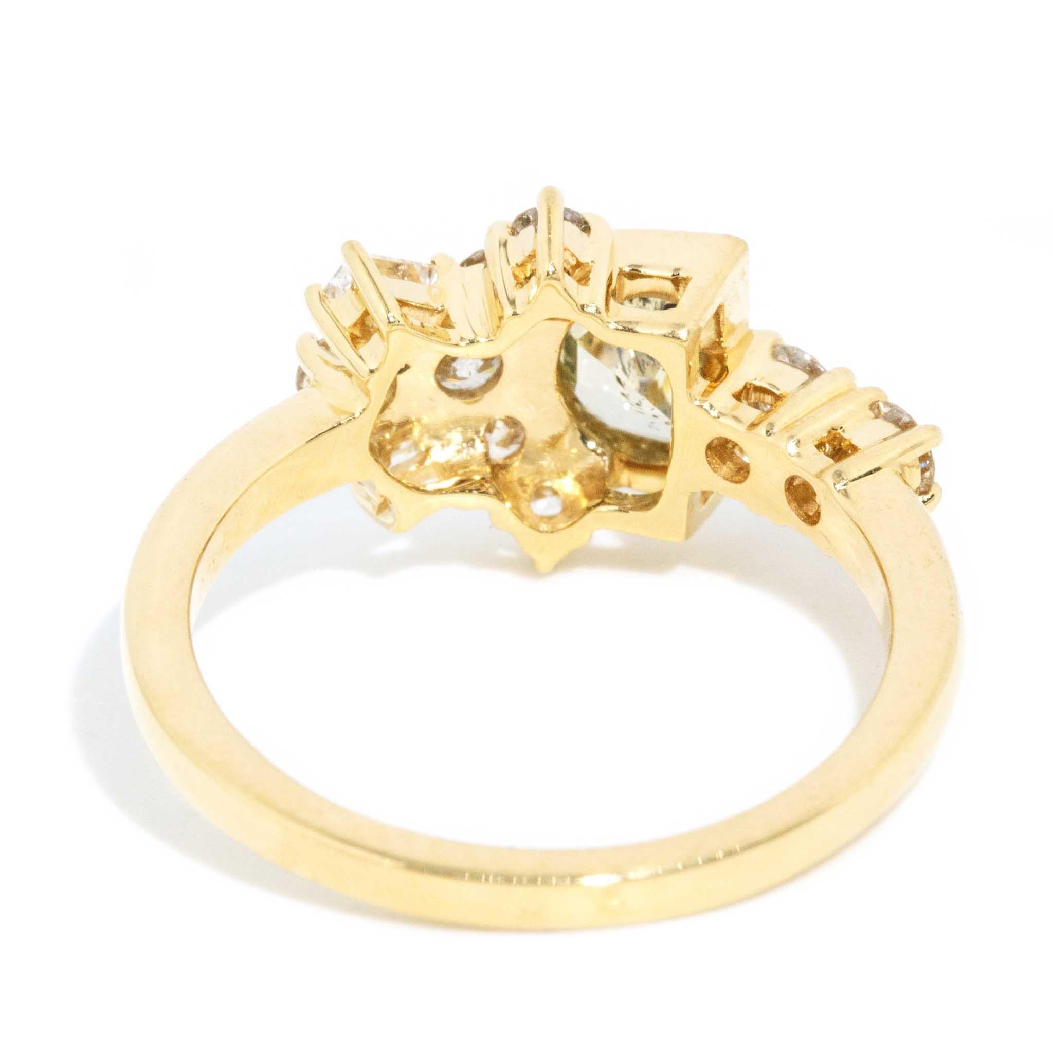 Contemporary Half Moon Cut & Baguette Diamond Ring 18 Carat Yellow Gold For Sale 5