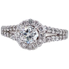 Contemporary Halo Diamond Engagement Ring