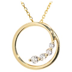 Contemporary Halo Swirl Brilliant Diamond Pendant & Chain 18 Carat Yellow Gold
