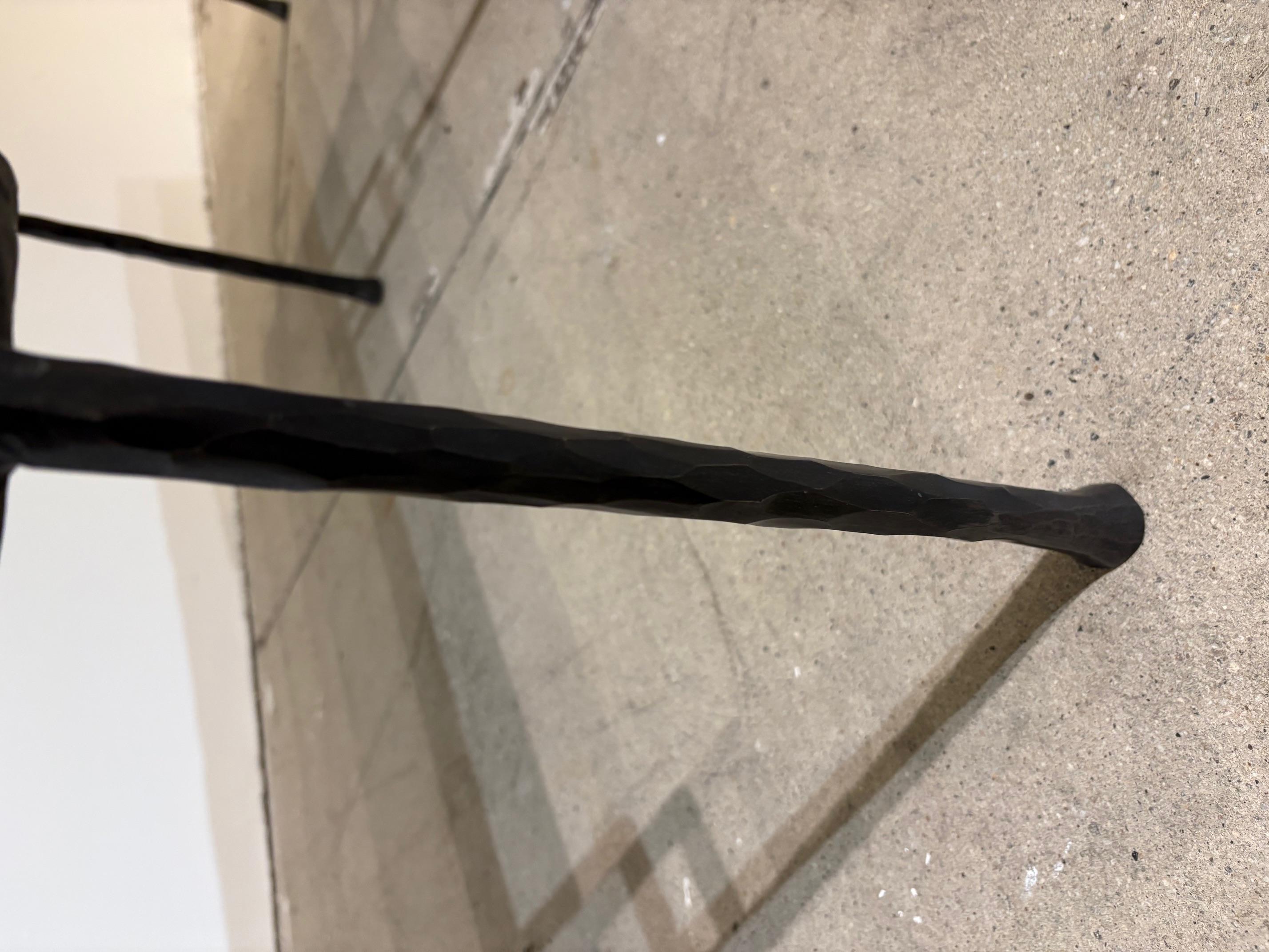 Contemporary Hammered and Patinated Iron Bench For Sale 7